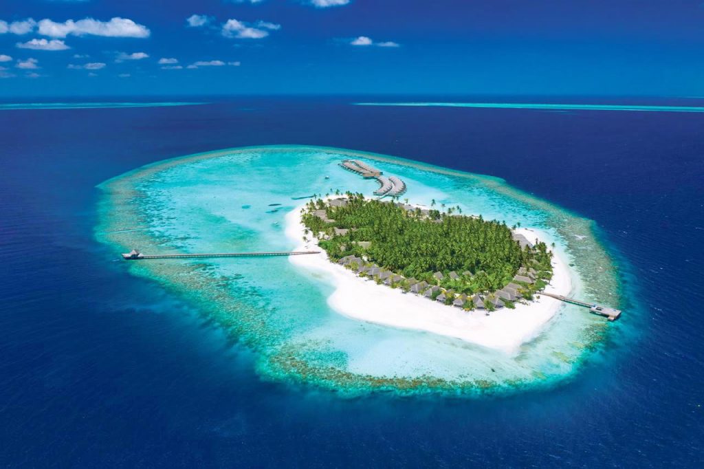 baglioni maldives island aerial view of entire atoll