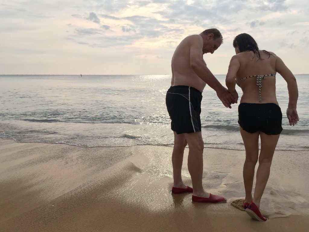 VALENTINE'S DAY GIFT IDEA WITH SEA STAR BEACHWEAR old couple on the beach