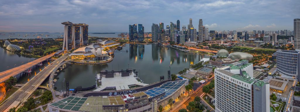 entire view of marina bay singapore aerial vantage point