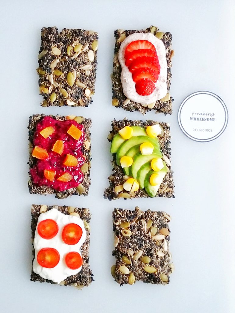 MAKE YOUR OWN CRUNCHY 5 SEED CRACKERS with toppings