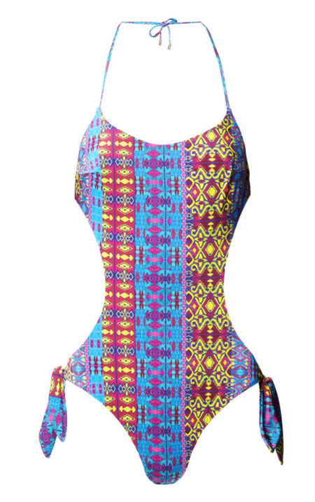 STAND OUT WITH MATTHEW WILLIAMSON BEACHWEAR tribal geo cut out onepiece