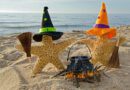 halloween on the beach starfish with witch costume