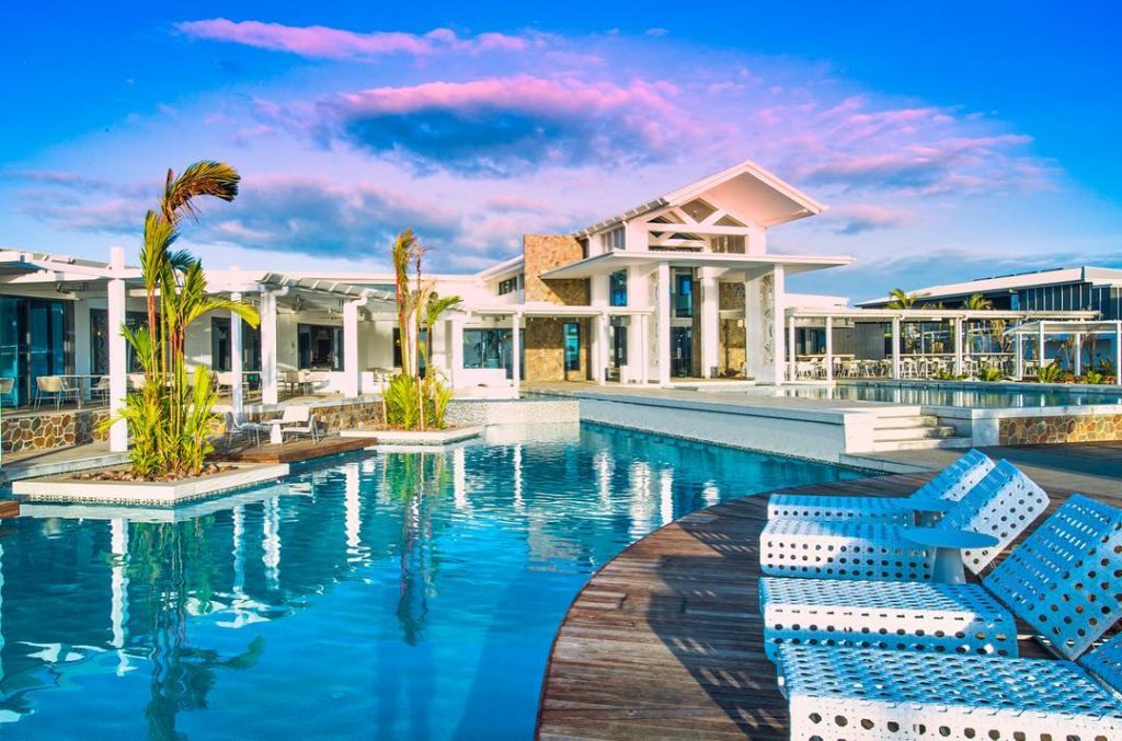 poolside area of Taumeasina Resort in Samoa for the best beach parties around the world