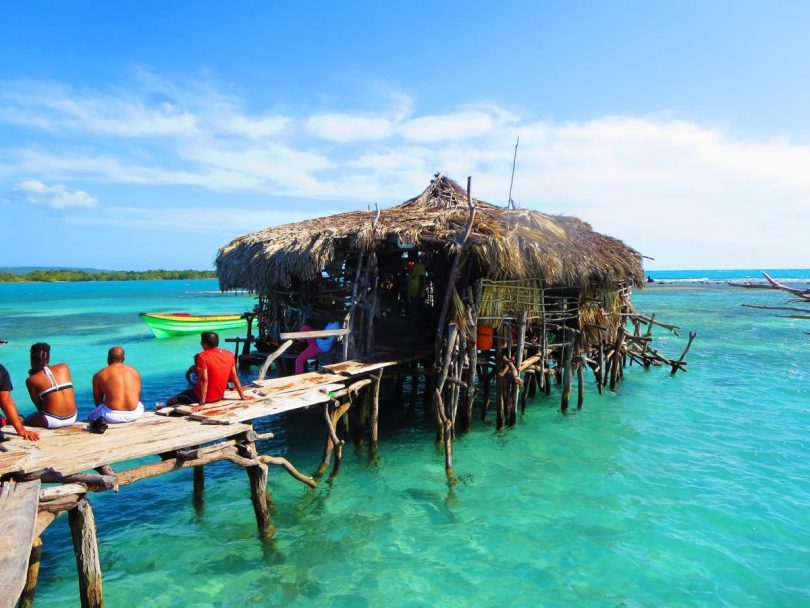 negril jamaica pelican bar in the middle of the ocean