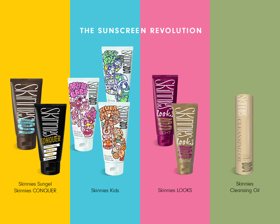 skinnies suncreen range of products