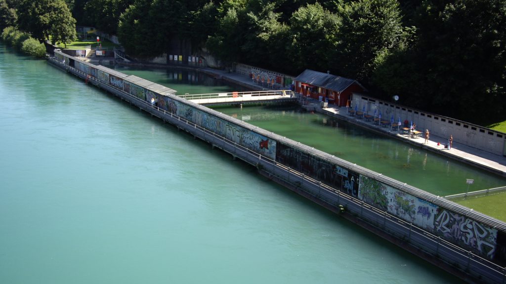 Lorrainebad pools next to Aare River-best rivers in switzerland safe for swimming