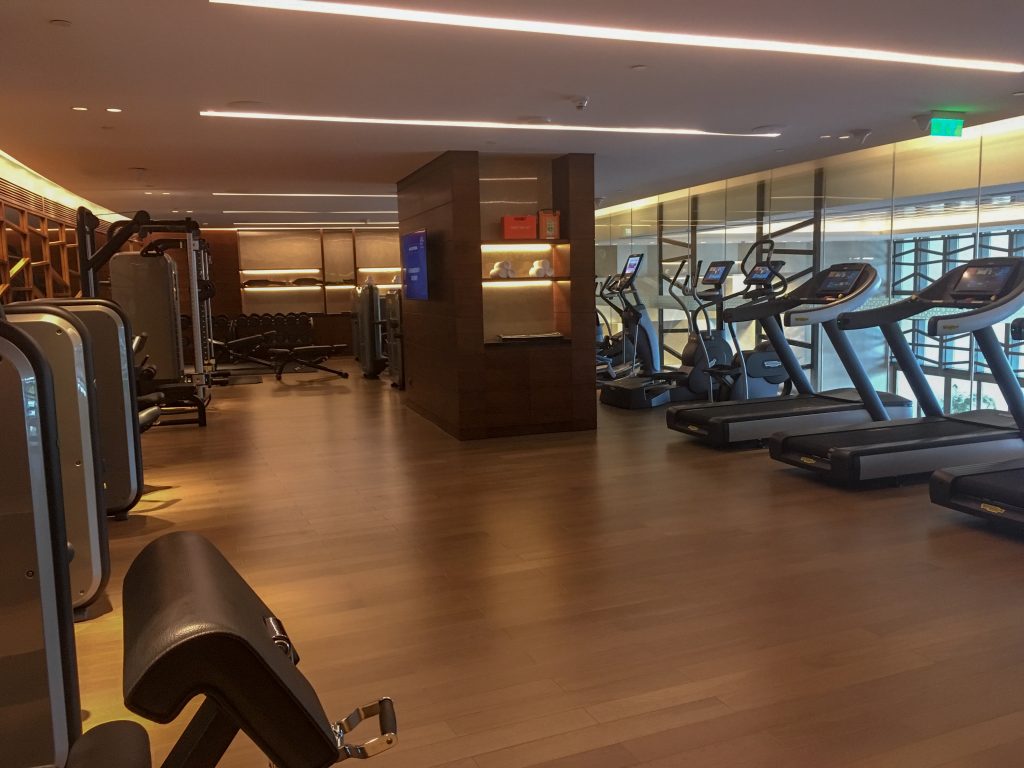 fitness equipment inside the gym at Grand Hyatt Kochi
