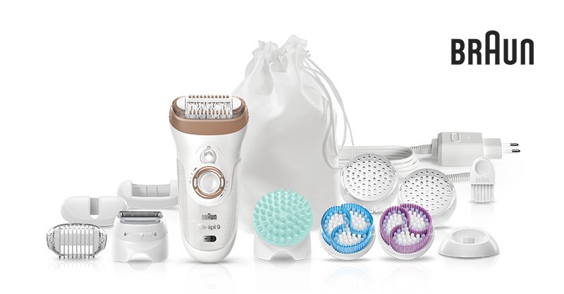 braun epilator set with brushes and full accessories, charger and plug