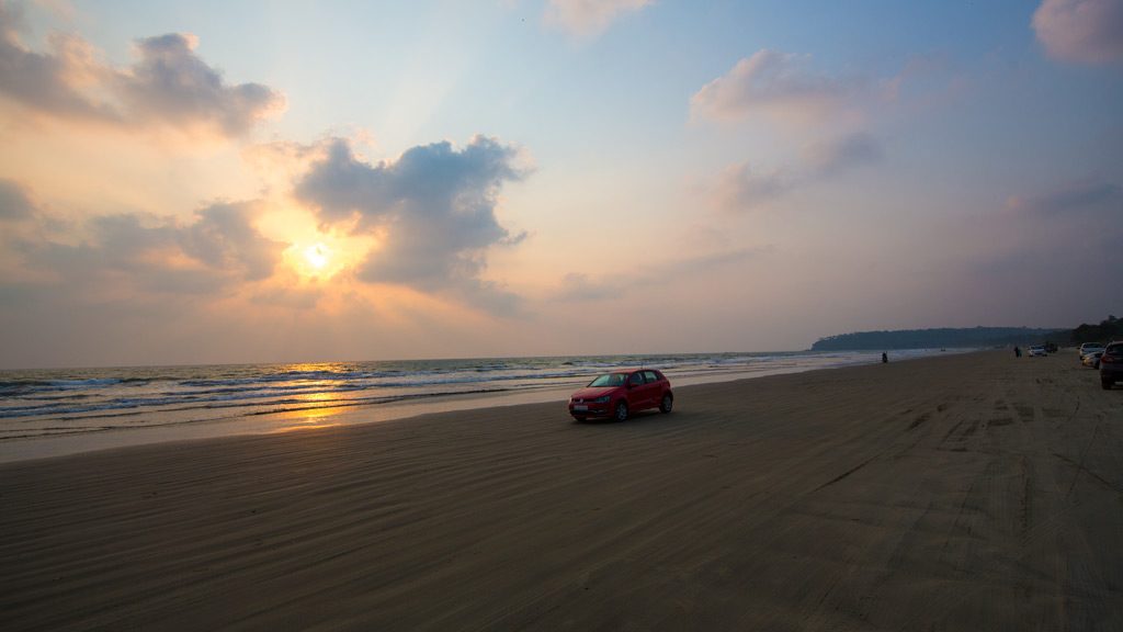 car driving on the beach on Muzhappilangad in Kerala