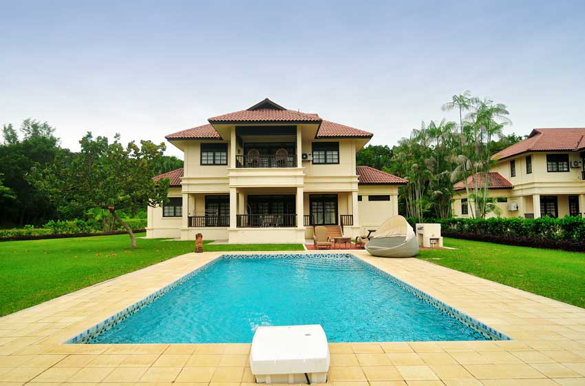 private pool villa at Bintan Lagoon Resort front view