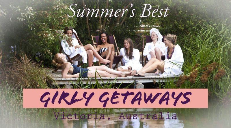 group of ladies in swimming suits and robes sitting and tanning by the lakeside