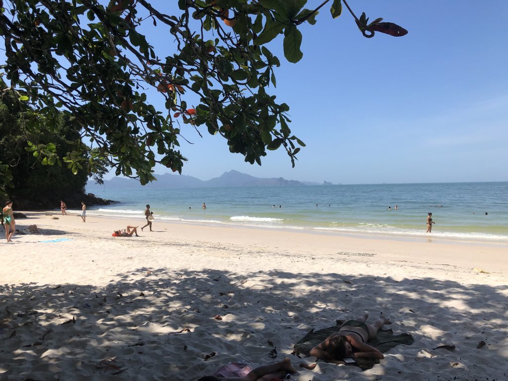 pantai pasir tengkorak clean beach langkawi with ko taturao in the background