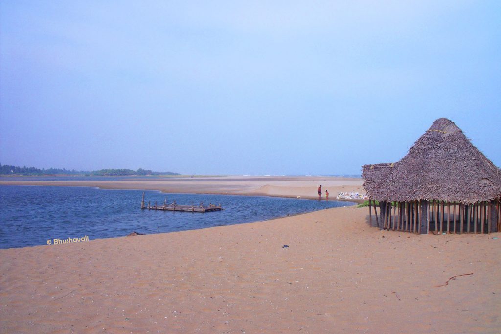 thatched beach hut on sandy paradise beach in pondicherry