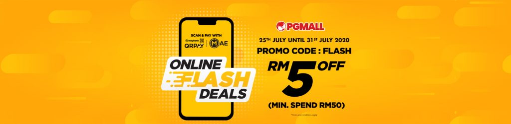 yellow banner online flash sale maybank qrpay online shopping malaysia