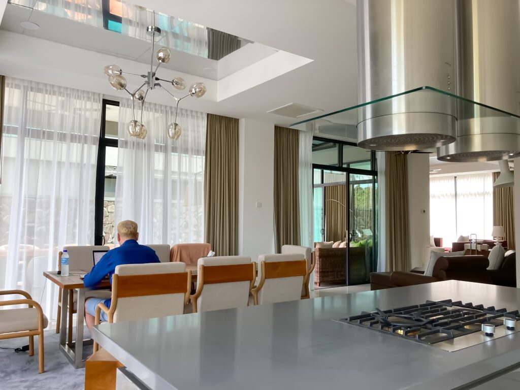 kitchen and dining area in luxury villas in langkawi