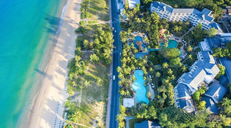 aerial view of best family beach resort in phuket